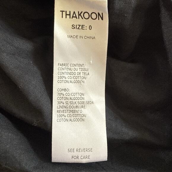 THAKOON Black Eyelet Lace Ruffle Hem Button Down Silk Cotton Mini Shirt Dress 0 - Picture 10 of 15